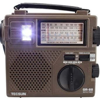 Tecsun GR-88  odbiornik radiowy z ręczną prądnicą i światłem LED