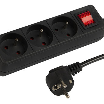 Przedłużacz sieciowy 3-Gniazda z uziemieniem+wyłącznik 3m czarny 3x1,5mm