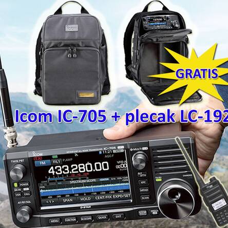  IC-705 Icom z BP-307 i plecakiem LC-192 Promocja
